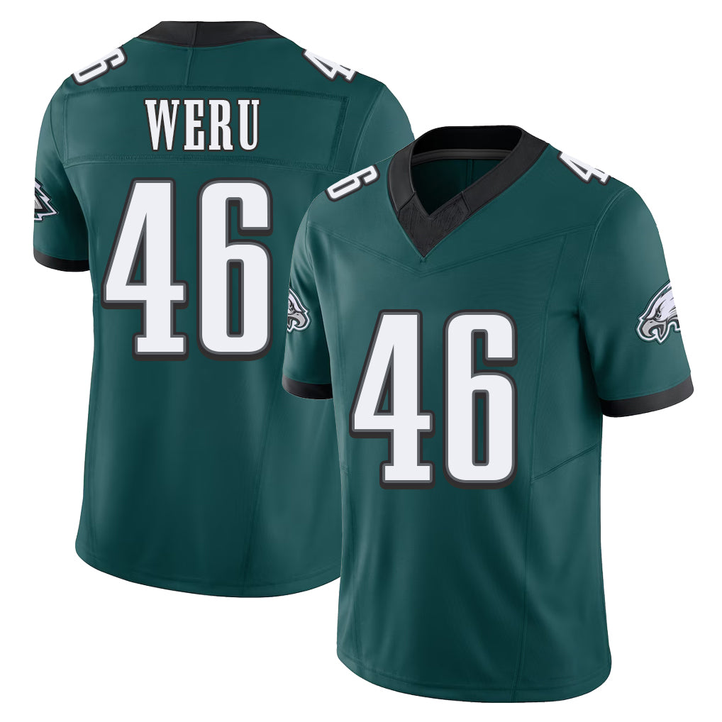 Philadelphia #46 Weru Player Football V Neck Short Sleeve Midnight Green Jersey Joshua For Men Youth Women Gift