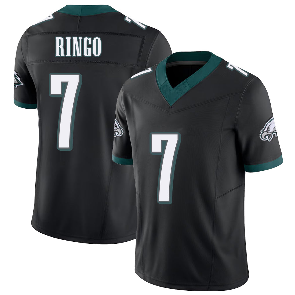 Philadelphia #7 Ringo Player Football V Neck Short Sleeve Black Jersey Kelee For Men Youth Women Gift