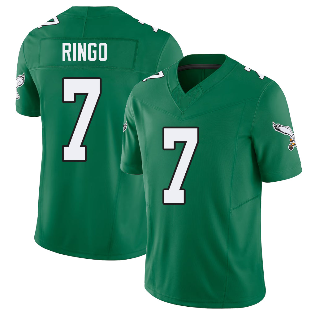 Philadelphia #7 Ringo Player Football V Neck Short Sleeve Kelly Green Jersey Kelee For Men Youth Women Gift