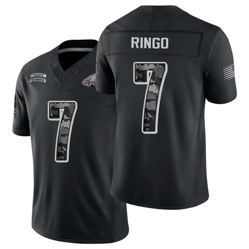 Philadelphia #7 Ringo Player Football V Neck Short Sleeve Black Jersey Kelee For Men Youth Women Gift
