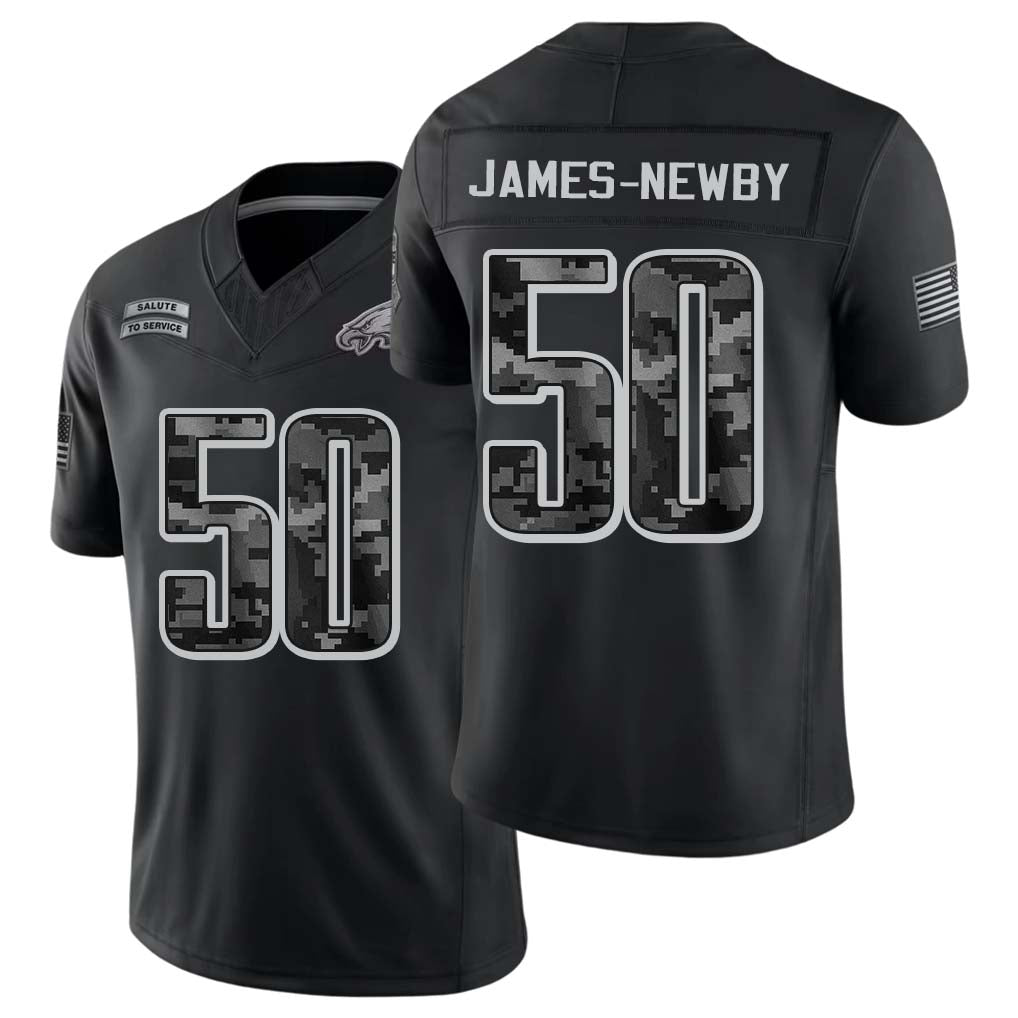 Philadelphia #50 James-Newby Player Football V Neck Short Sleeve Black Jersey Keyshawn For Men Youth Women Gift
