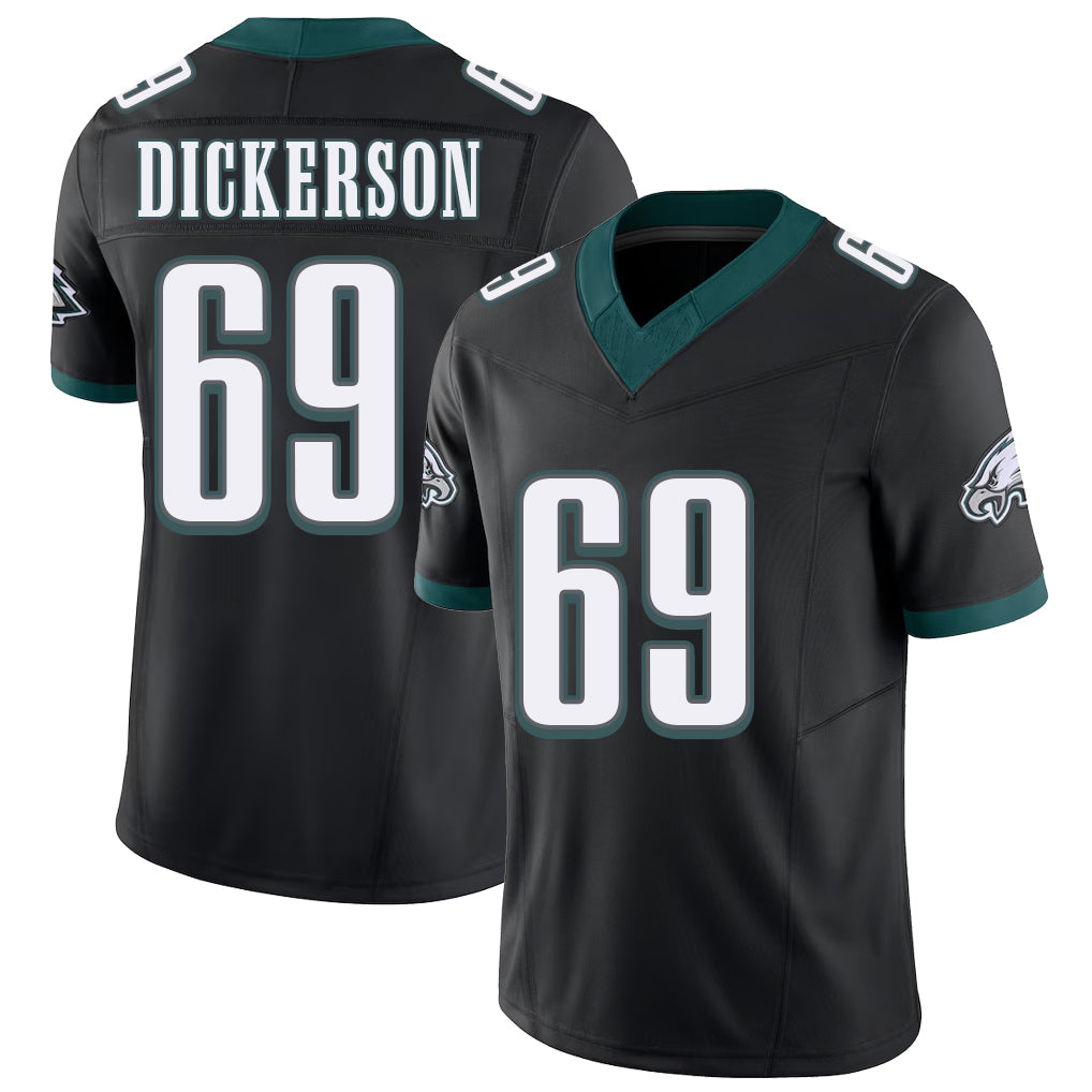 Philadelphia #69 Dickerson Player Football V Neck Short Sleeve Black Jersey Landon For Men Youth Women Gift