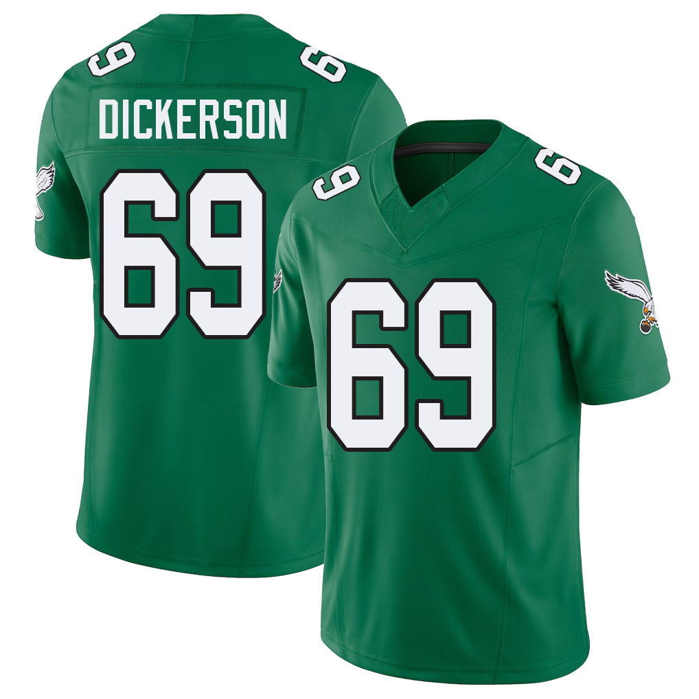 Philadelphia #69 Dickerson Player Football V Neck Short Sleeve Kelly Green Jersey Landon For Men Youth Women Gift