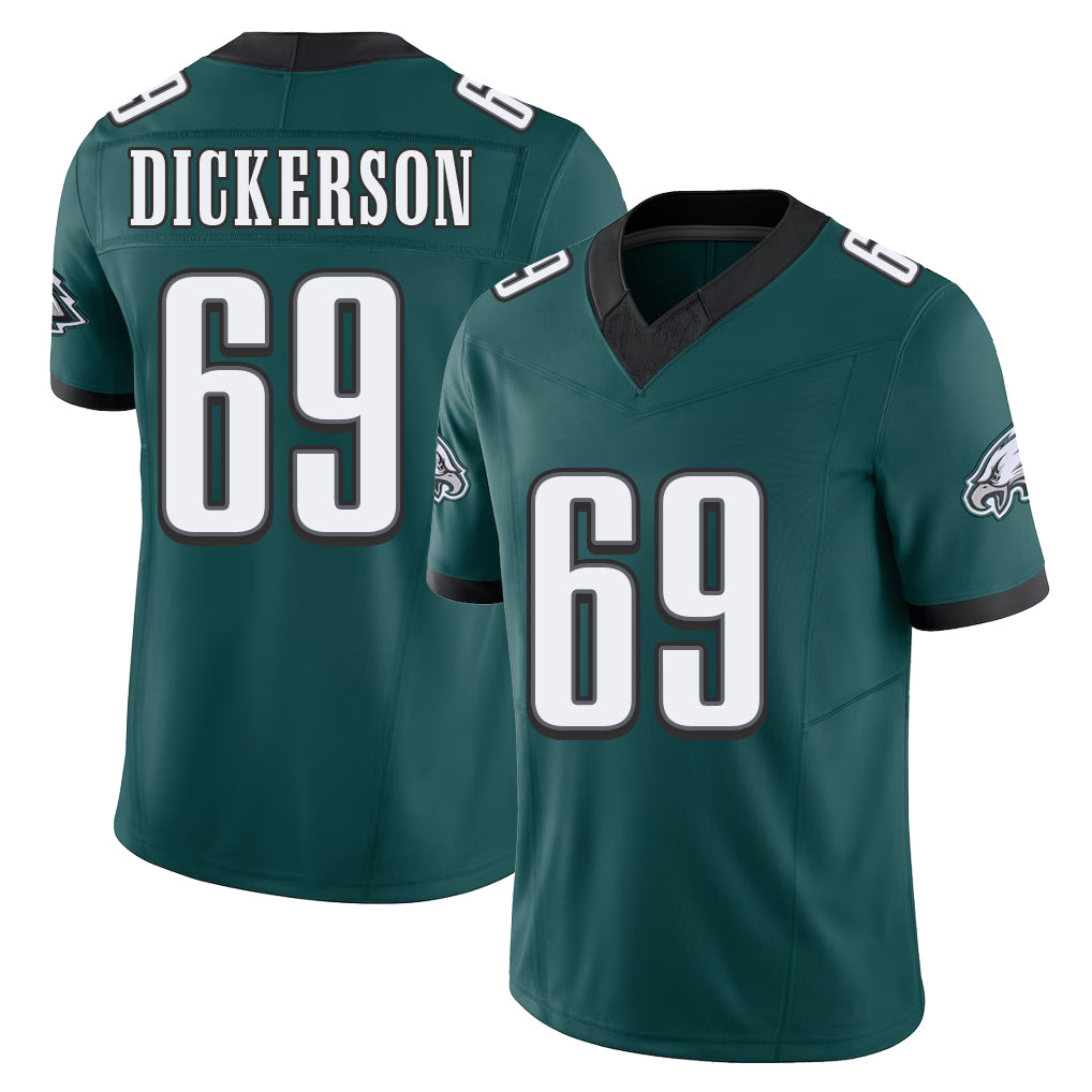 Philadelphia #69 Dickerson Player Football V Neck Short Sleeve Midnight Green Jersey Landon For Men Youth Women Gift