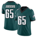 Philadelphia #65 Johnson Player Football V Neck Short Sleeve Midnight Green Jersey Lane For Men Youth Women Gift