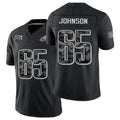 Philadelphia #65 Johnson Player Football V Neck Short Sleeve Black Jersey Lane For Men Youth Women Gift