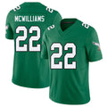 Philadelphia #22 McWilliams Player Football V Neck Short Sleeve Kelly Green Jersey Mac For Men Youth Women Gift
