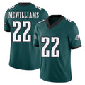 Philadelphia #22 McWilliams Player Football V Neck Short Sleeve Midnight Green Jersey Mac For Men Youth Women Gift