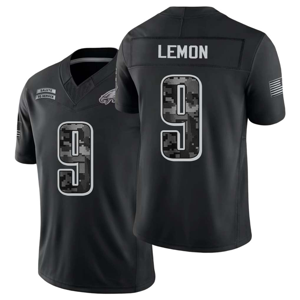 Philadelphia #9 Lemon Player Football V Neck Short Sleeve Black Jersey Makai For Men Youth Women Gift