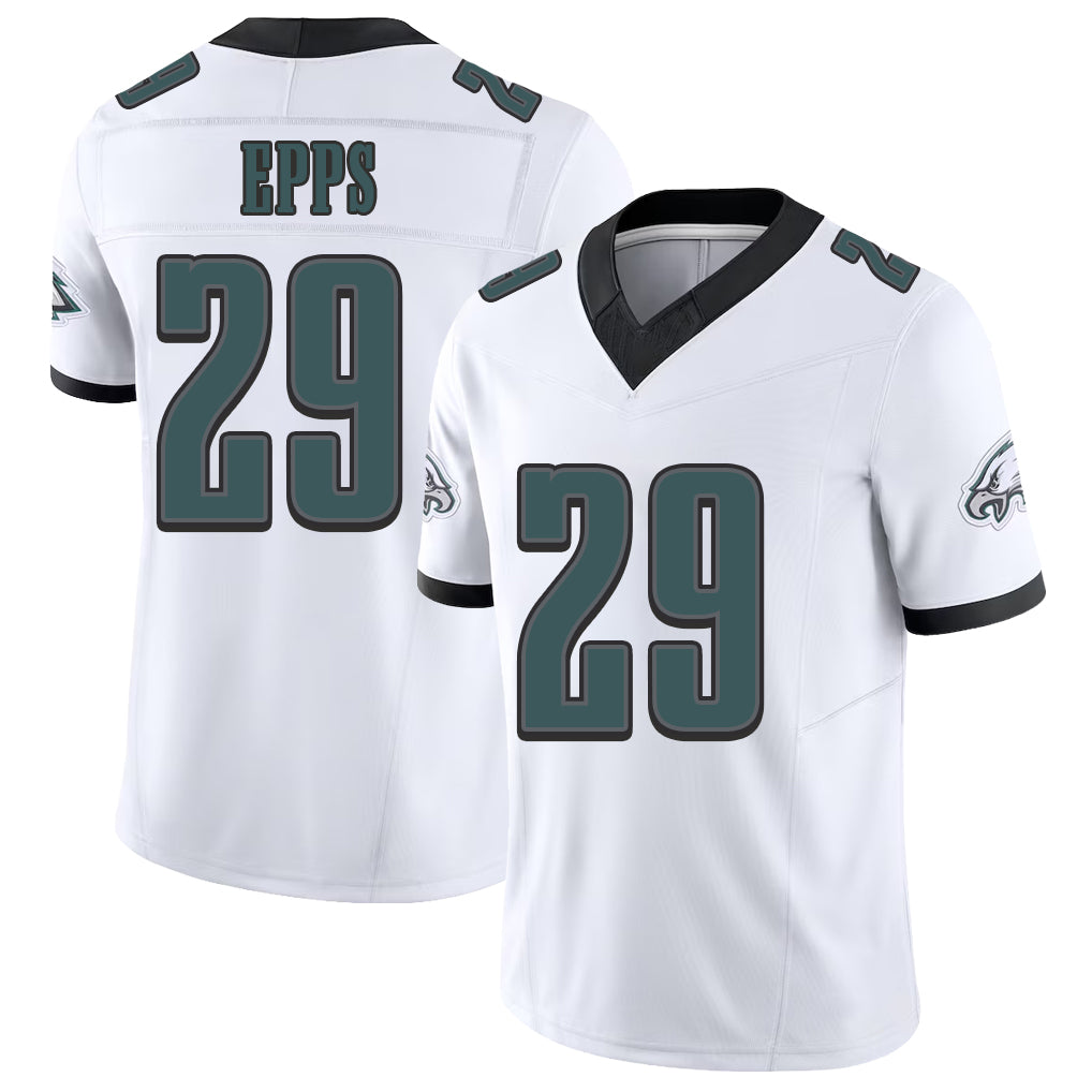Philadelphia #29 Epps Player Football V Neck Short Sleeve White Jersey Marcus For Men Youth Women Gift