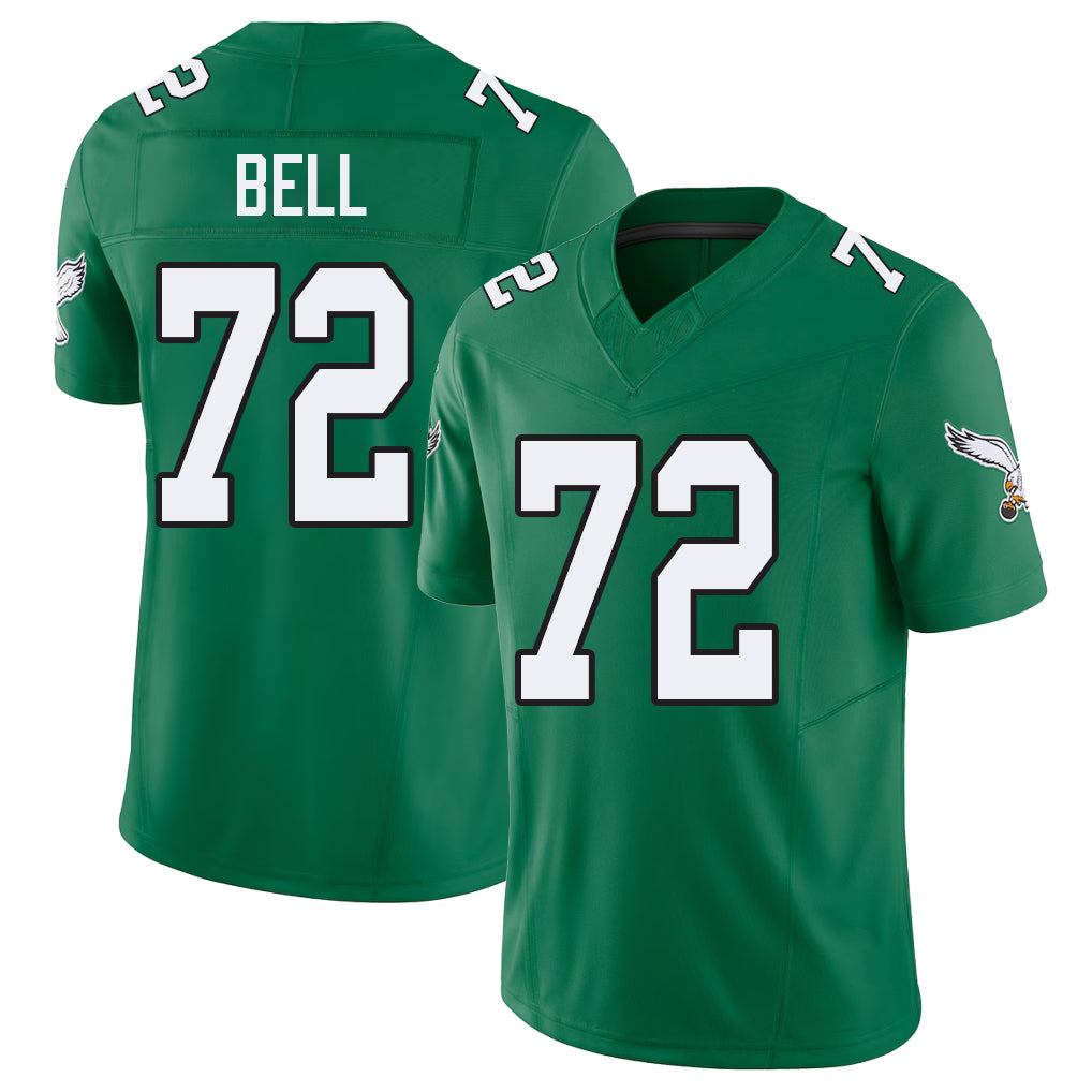 Philadelphia #72 Bell Player Football V Neck Short Sleeve Kelly Green Jersey Markel For Men Youth Women Gift