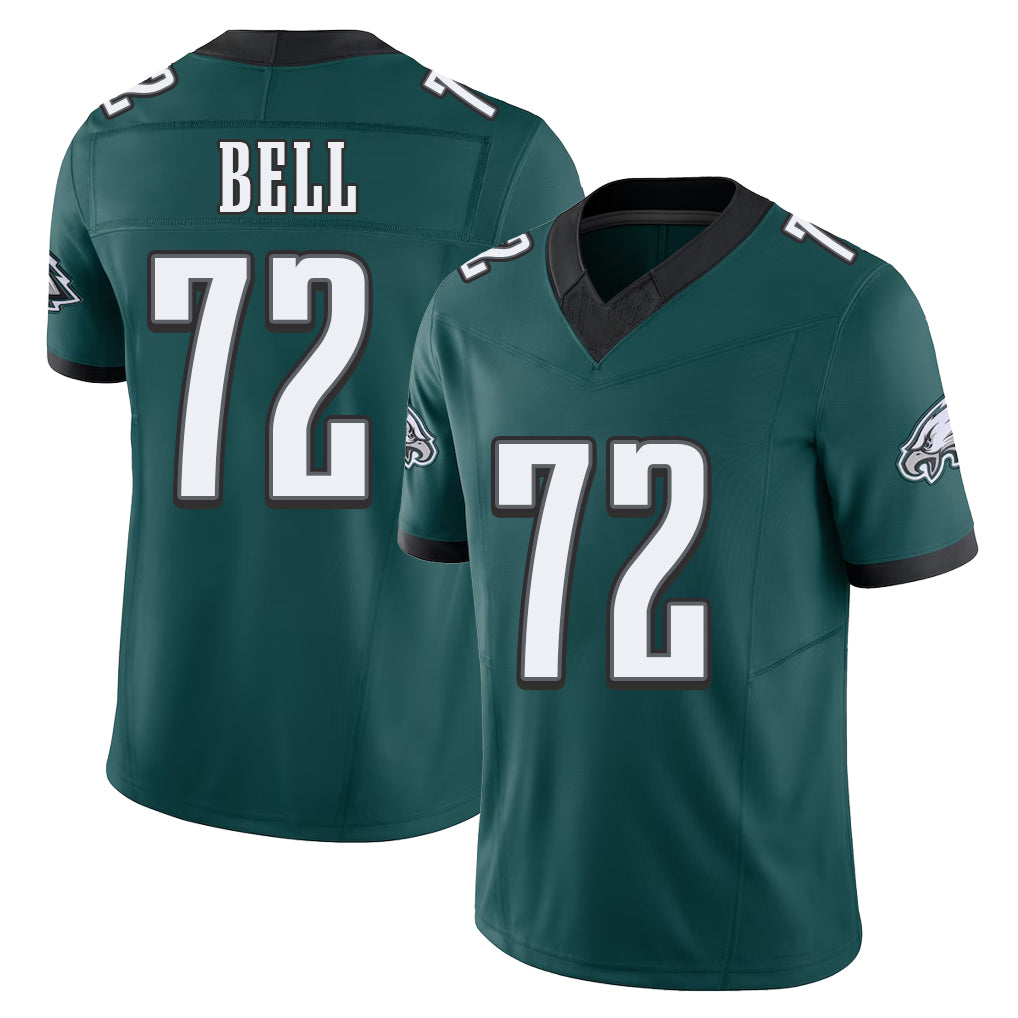 Philadelphia #72 Bell Player Football V Neck Short Sleeve Midnight Green Jersey Markel For Men Youth Women Gift