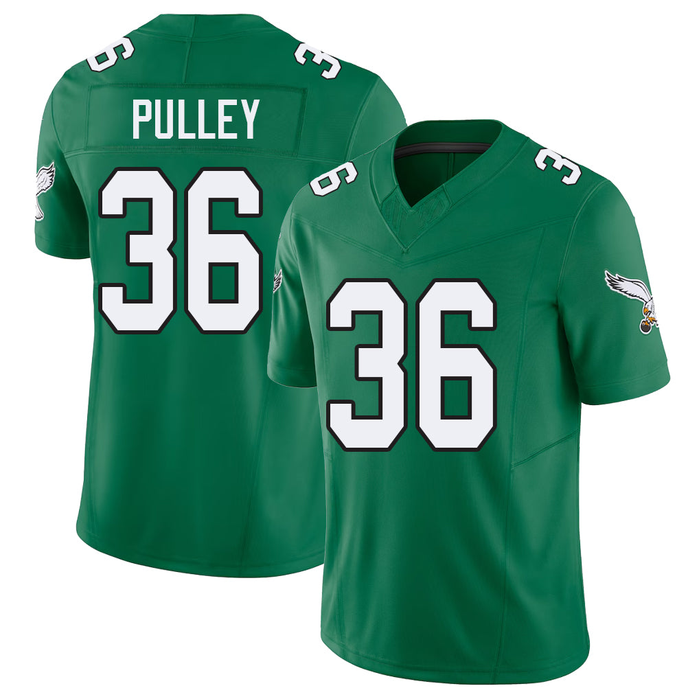 Philadelphia #36 Pulley Player Football V Neck Short Sleeve Kelly Green Jersey Maximus For Men Youth Women Gift