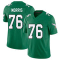 Philadelphia #76 Morris Player Football V Neck Short Sleeve Kelly Green Jersey Micah For Men Youth Women Gift