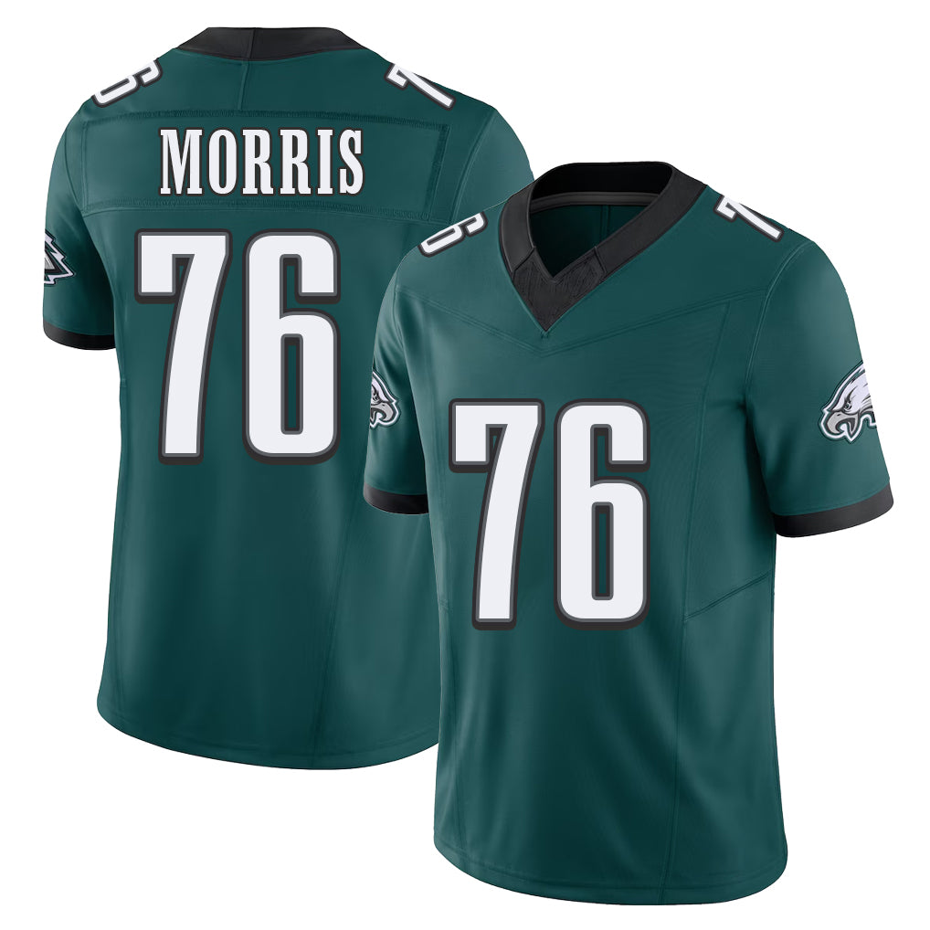 Philadelphia #76 Morris Player Football V Neck Short Sleeve Midnight Green Jersey Micah For Men Youth Women Gift