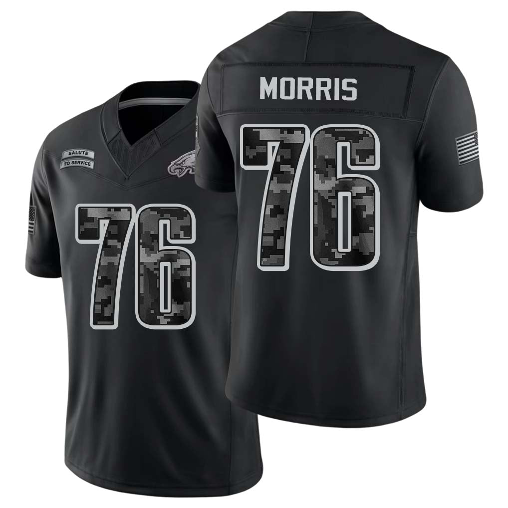 Philadelphia #76 Morris Player Football V Neck Short Sleeve Black Jersey Micah For Men Youth Women Gift