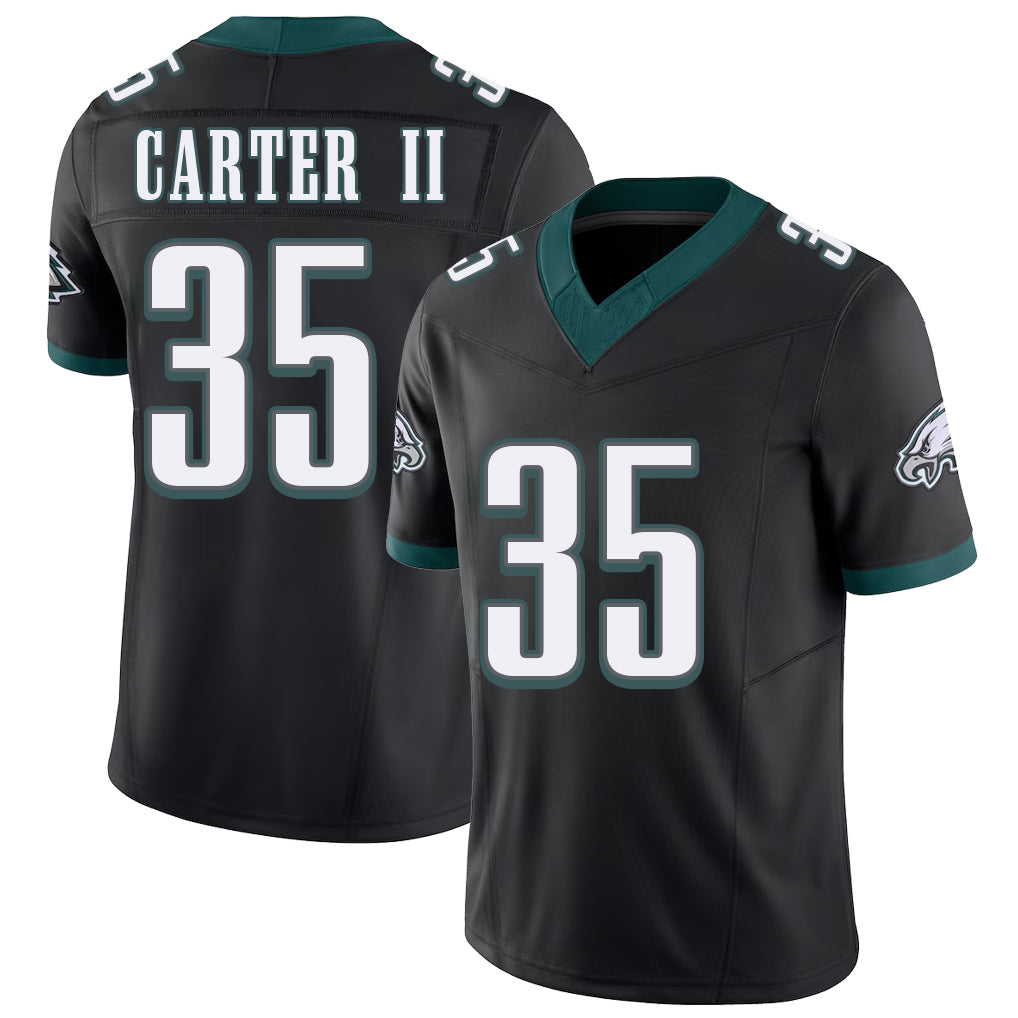 Philadelphia #35 Carter II Player Football V Neck Short Sleeve Black Jersey Michael For Men Youth Women Gift