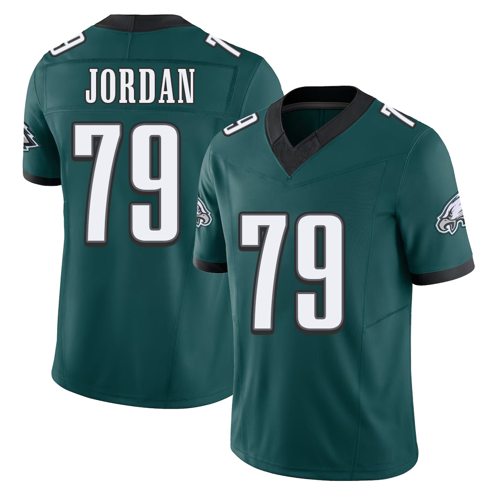 Philadelphia #79 Jordan Player Football V Neck Short Sleeve Midnight Green Jersey Mike For Men Youth Women Gift