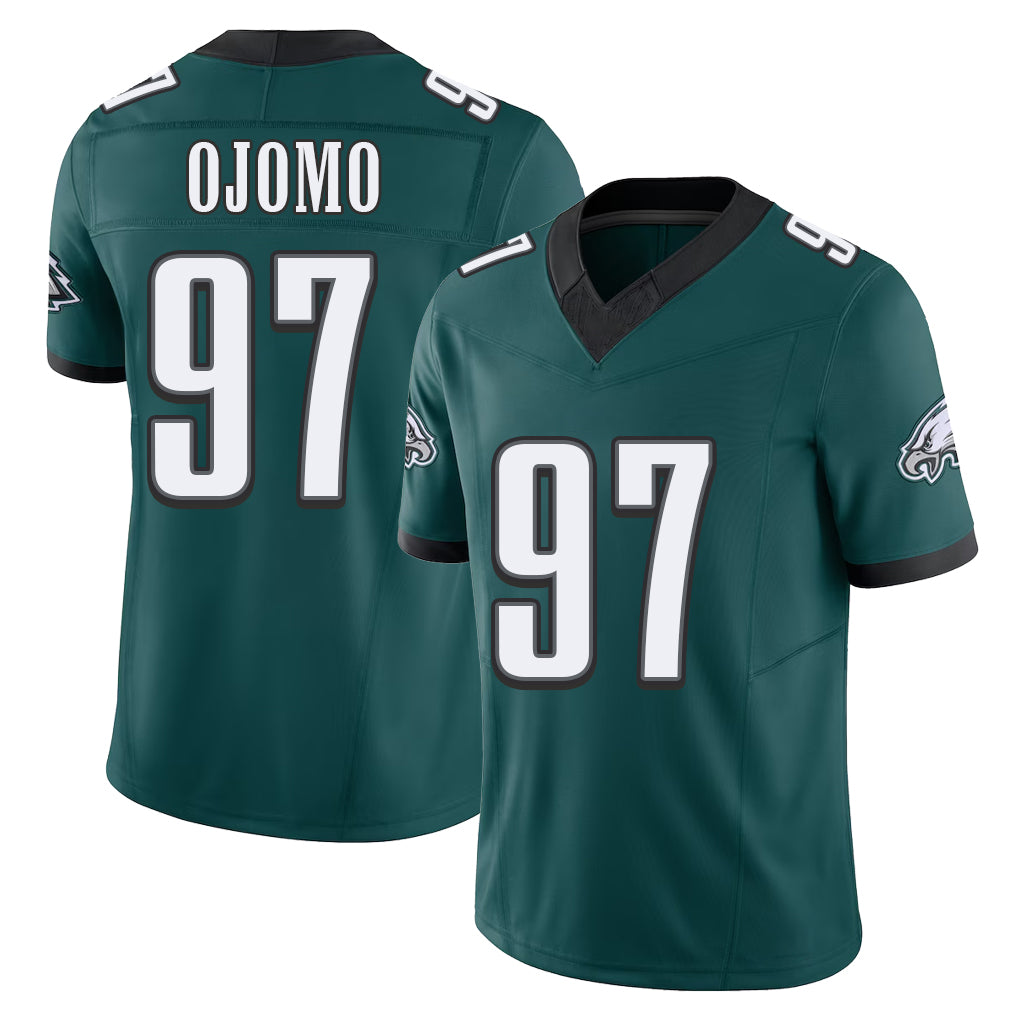 Philadelphia #97 Ojomo Player Football V Neck Short Sleeve Midnight Green Jersey Moro For Men Youth Women Gift