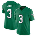 Philadelphia #3 Smith Player Football V Neck Short Sleeve Kelly Green Jersey Nolan For Men Youth Women Gift