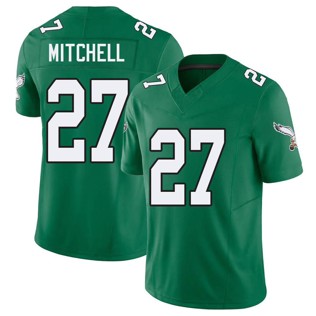 Philadelphia #27 Mitchell Player Football V Neck Short Sleeve Kelly Green Jersey Quinyon For Men Youth Women Gift
