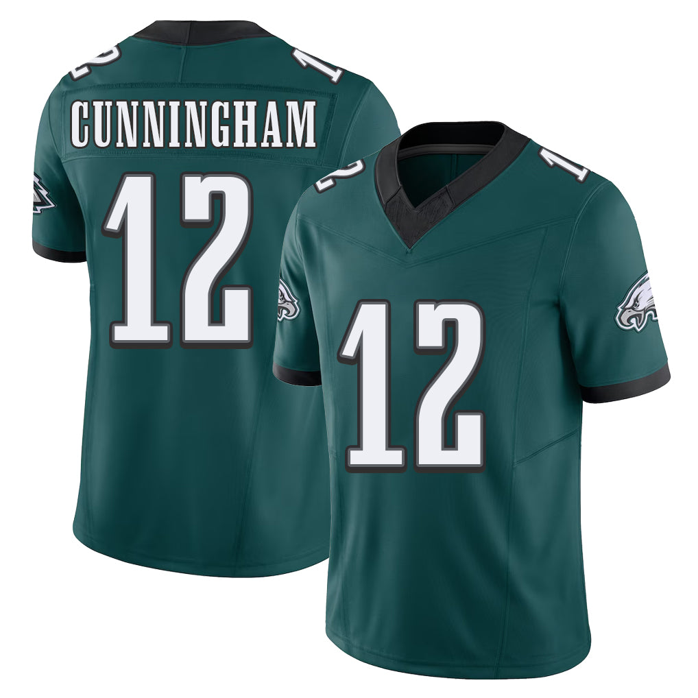 Philadelphia #12 Cunningham Player Football V Neck Short Sleeve Midnight Green Jersey Randall For Men Youth Women Gift
