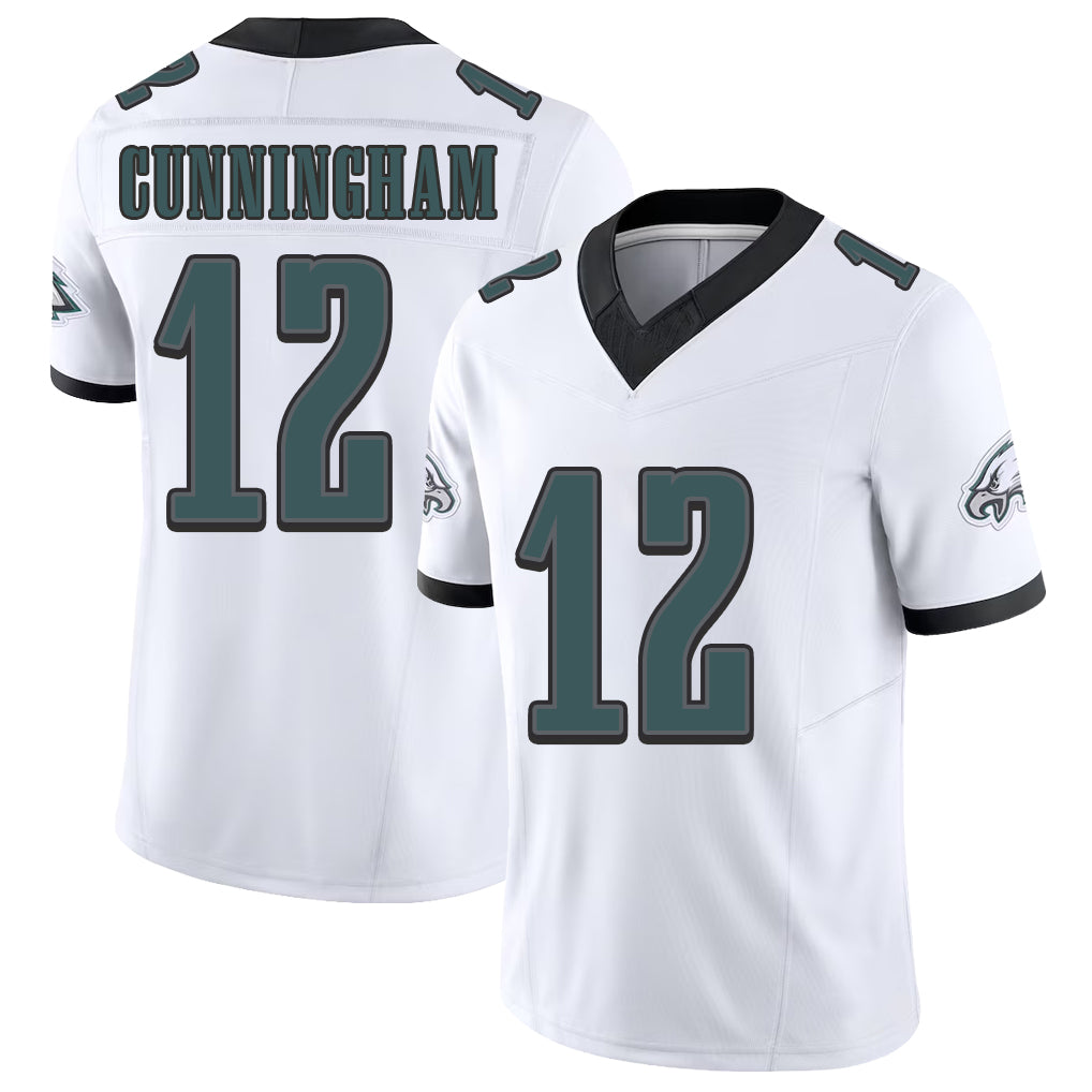 Philadelphia #12 Cunningham Player Football V Neck Short Sleeve White Jersey Randall For Men Youth Women Gift