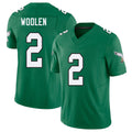 Philadelphia #2 Woolen Player Football V Neck Short Sleeve Kelly Green Jersey Riq For Men Youth Women Gift