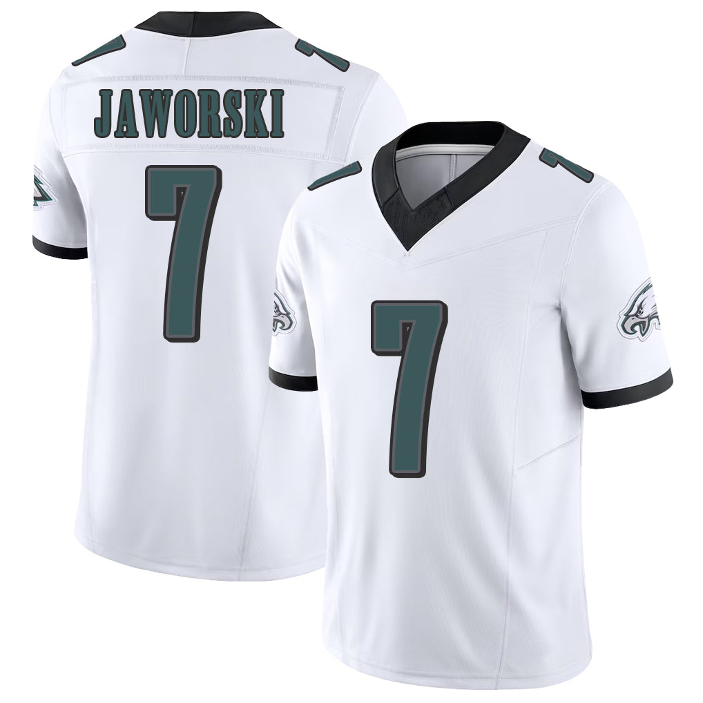 Philadelphia #7 Jaworski Player Football V Neck Short Sleeve White Jersey Ron For Men Youth Women Gift