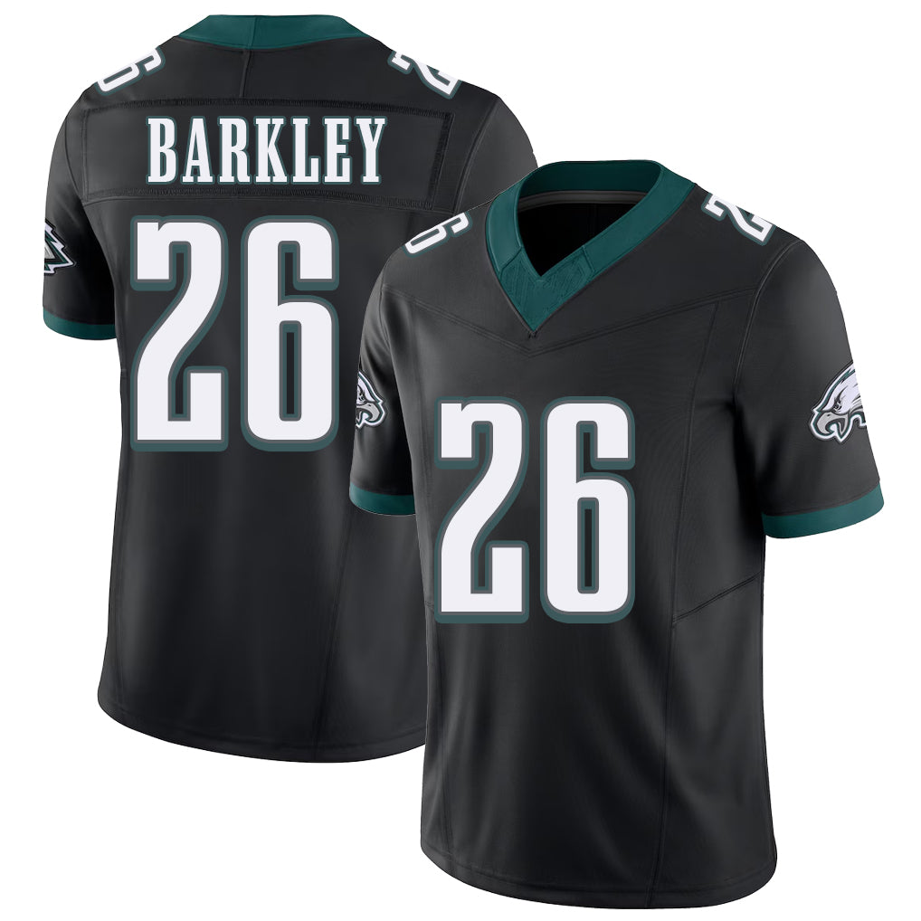 Philadelphia #26 Barkley Player Football V Neck Short Sleeve Black Jersey Saquon For Men Youth Women Gift