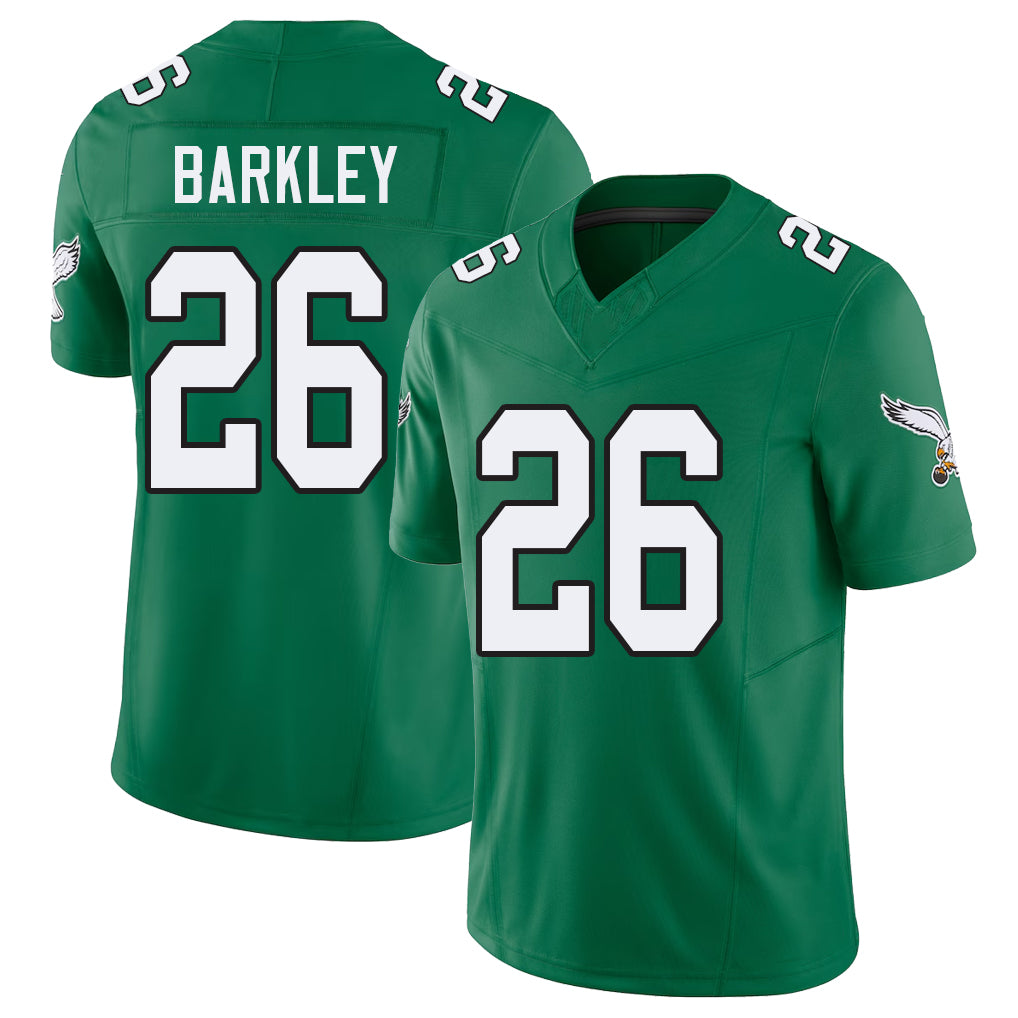 Philadelphia #26 Barkley Player Football V Neck Short Sleeve Kelly Green Jersey Saquon For Men Youth Women Gift