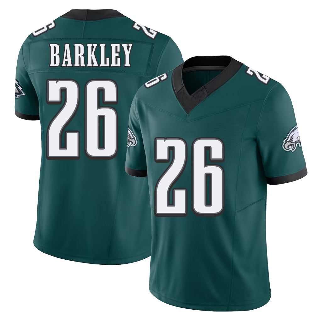 Philadelphia #26 Barkley Player Football V Neck Short Sleeve Midnight Green Jersey Saquon For Men Youth Women Gift