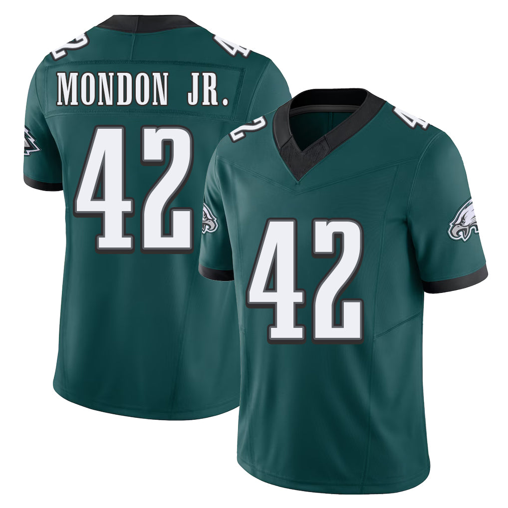 Philadelphia #42 Mondon Jr. Player Football V Neck Short Sleeve Midnight Green Jersey Smael For Men Youth Women Gift