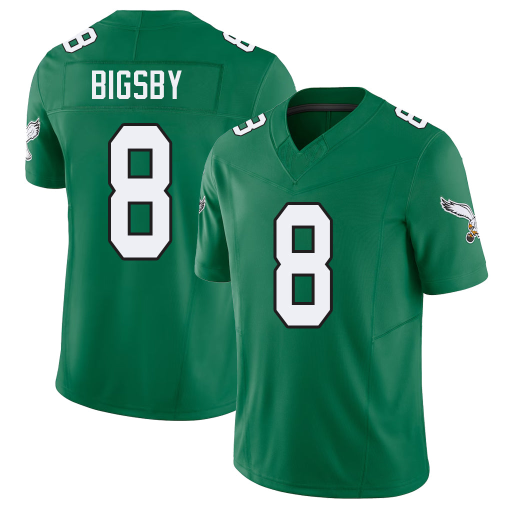Philadelphia #8 Bigsby Player Football V Neck Short Sleeve Kelly Green Jersey Tank For Men Youth Women Gift