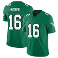 Philadelphia #16 McKee Player Football V Neck Short Sleeve Kelly Green Jersey Tanner For Men Youth Women Gift