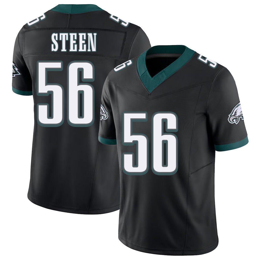 Philadelphia #56 Steen Player Football V Neck Short Sleeve Black Jersey Tyler For Men Youth Women Gift