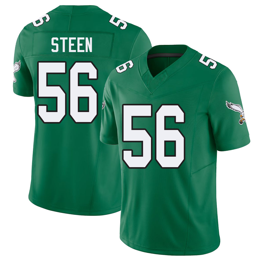 Philadelphia #56 Steen Player Football V Neck Short Sleeve Kelly Green Jersey Tyler For Men Youth Women Gift