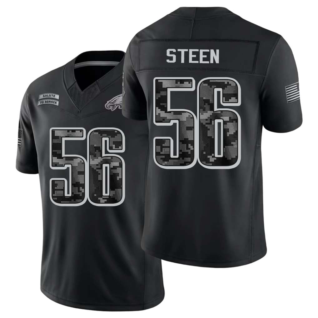 Philadelphia #56 Steen Player Football V Neck Short Sleeve Black Jersey Tyler For Men Youth Women Gift