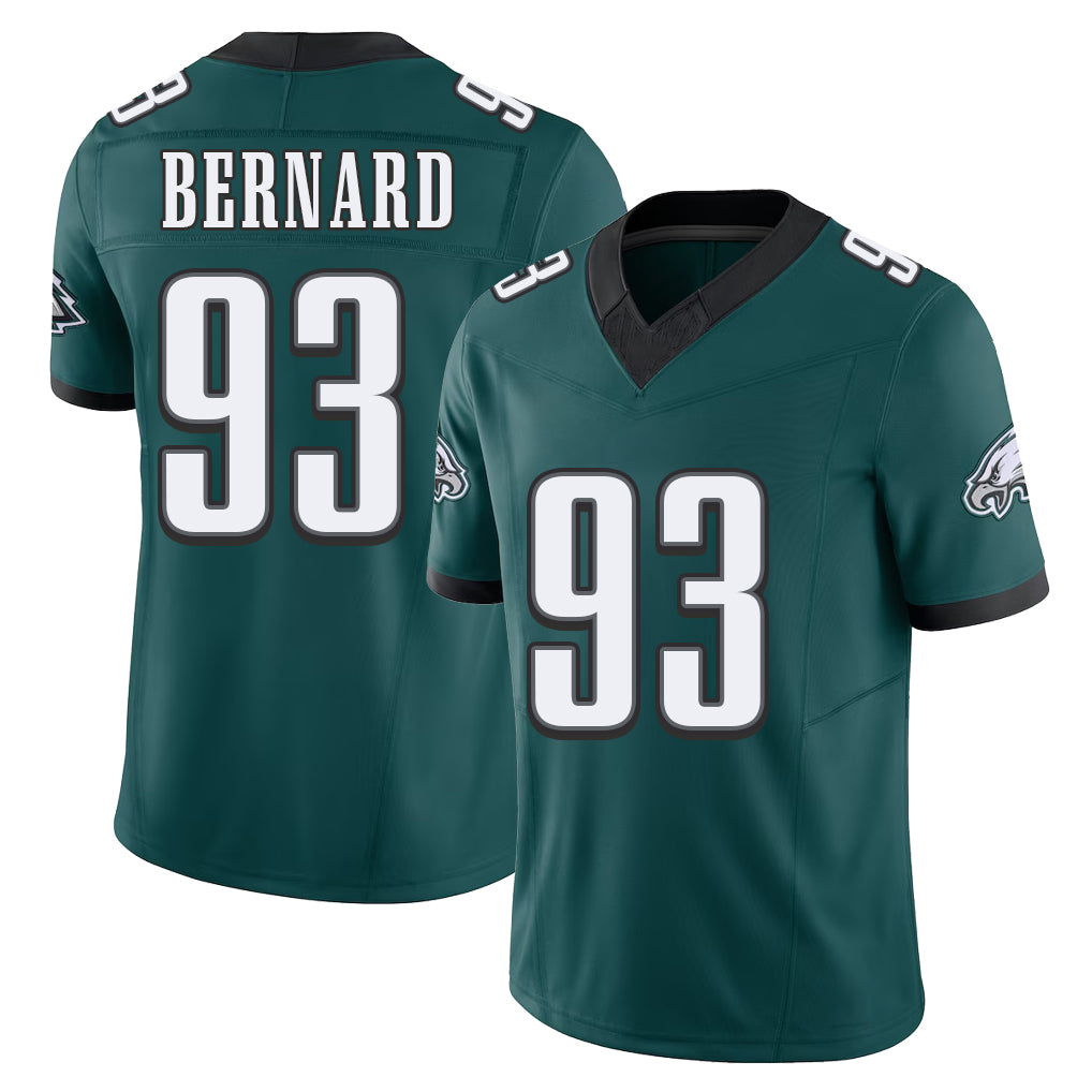 Philadelphia #93 Bernard Player Football V Neck Short Sleeve Midnight Green Jersey Uar For Men Youth Women Gift