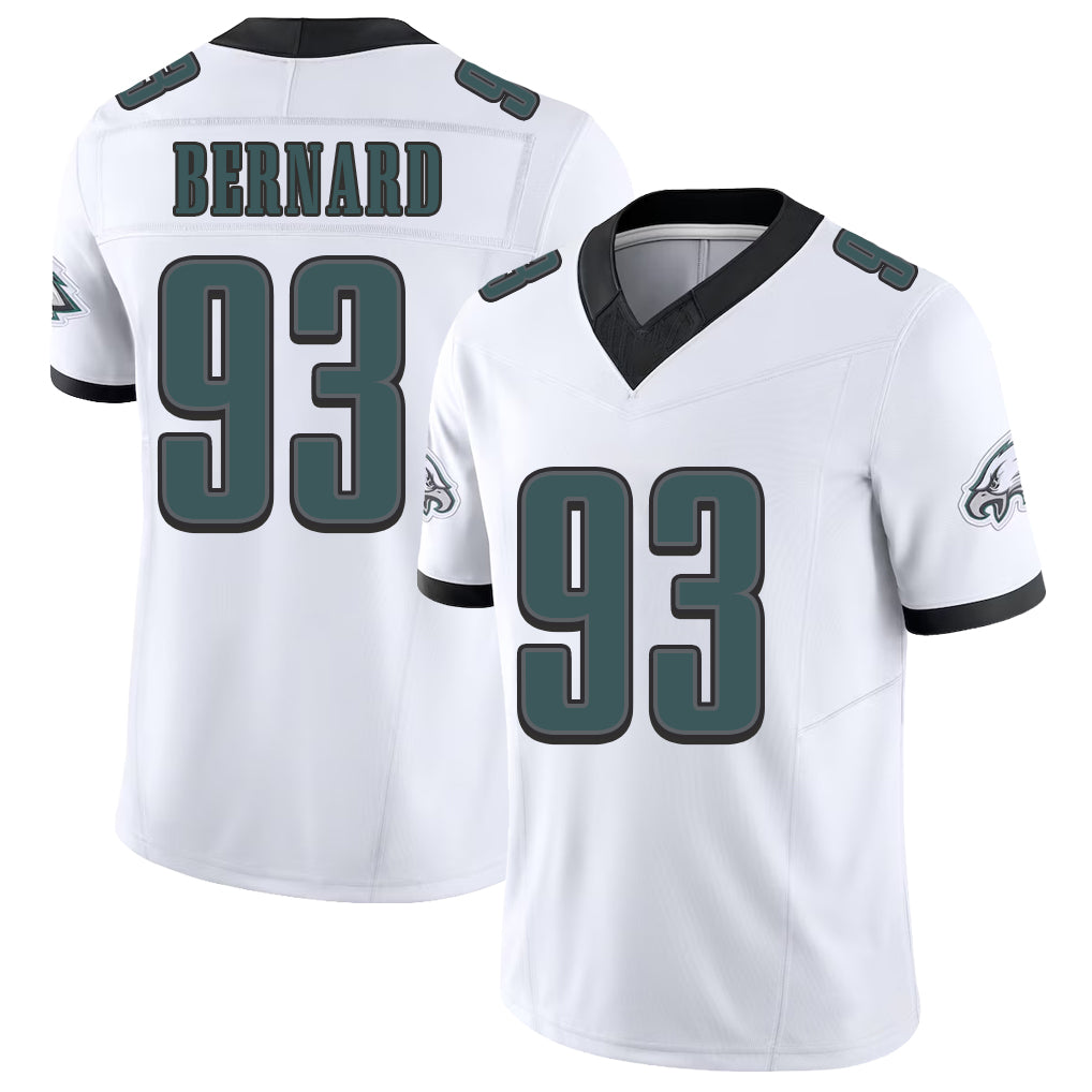 Philadelphia #93 Bernard Player Football V Neck Short Sleeve White Jersey Uar For Men Youth Women Gift