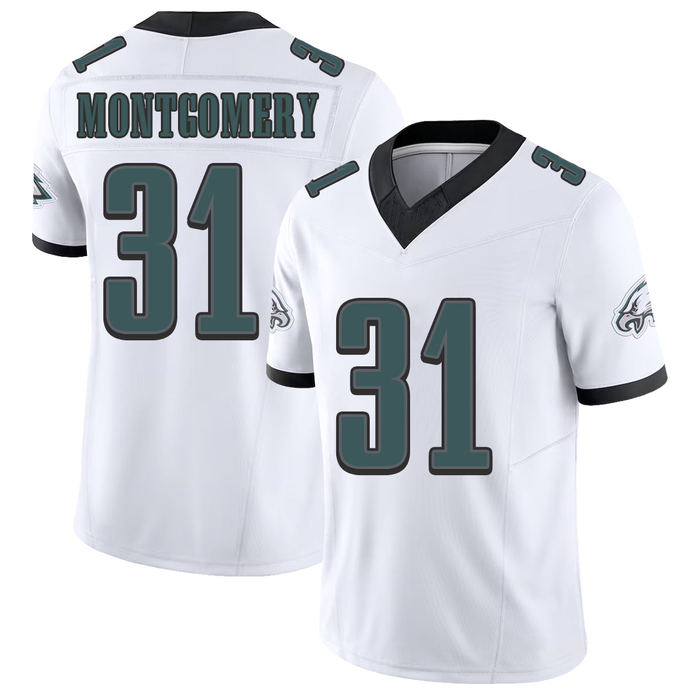 Philadelphia #31 Montgomery Player Football V Neck Short Sleeve White Jersey Wilbert For Men Youth Women Gift