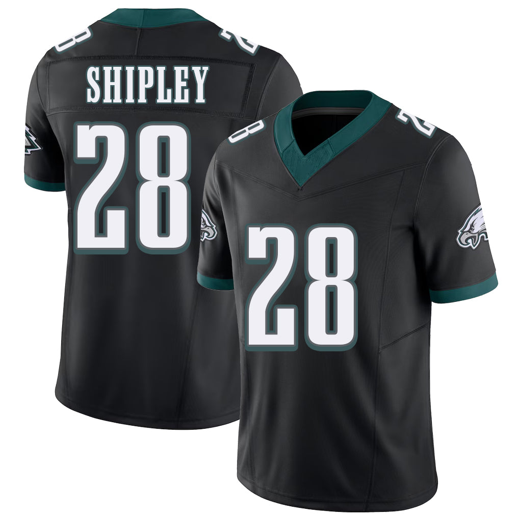 Philadelphia #28 Shipley Player Football V Neck Short Sleeve Black Jersey Will For Men Youth Women Gift