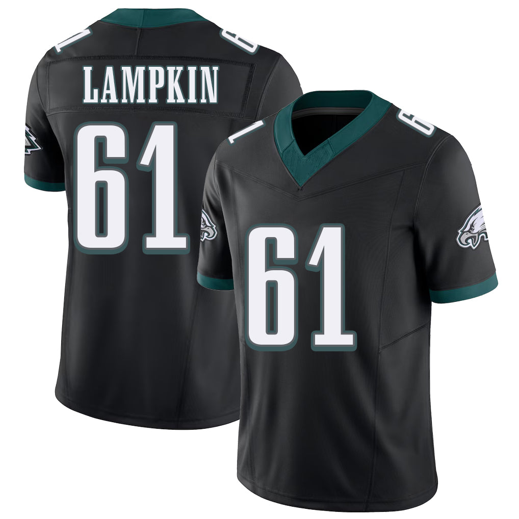 Philadelphia #61 Lampkin Player Football V Neck Short Sleeve Black Jersey Willie For Men Youth Women Gift