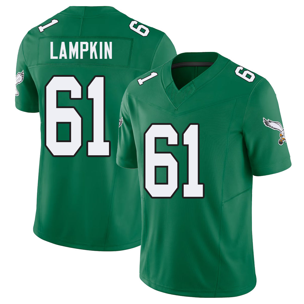 Philadelphia #61 Lampkin Player Football V Neck Short Sleeve Kelly Green Jersey Willie For Men Youth Women Gift