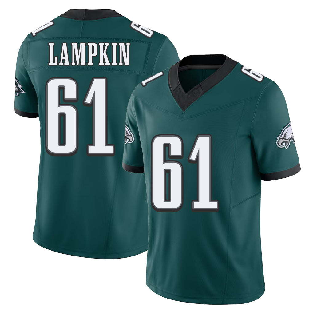Philadelphia #61 Lampkin Player Football V Neck Short Sleeve Midnight Green Jersey Willie For Men Youth Women Gift