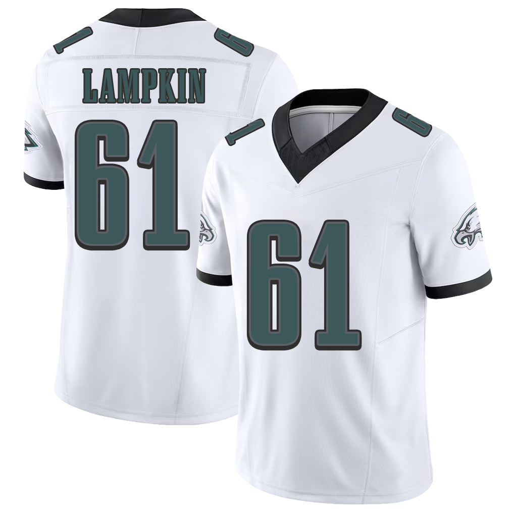 Philadelphia #61 Lampkin Player Football V Neck Short Sleeve White Jersey Willie For Men Youth Women Gift