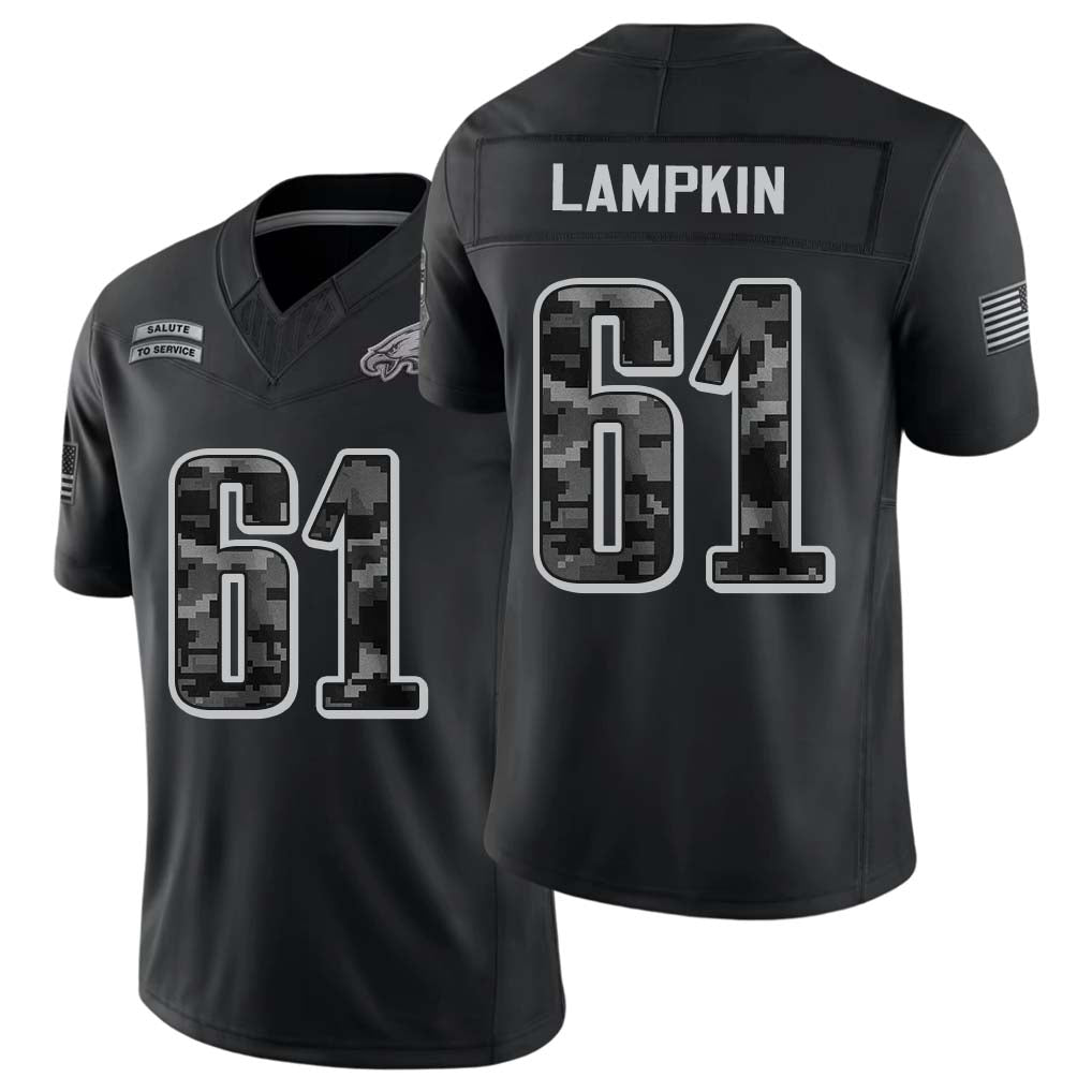 Philadelphia #61 Lampkin Player Football V Neck Short Sleeve Black Jersey Willie For Men Youth Women Gift
