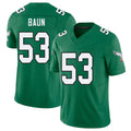 Philadelphia #53 Baun Player Football V Neck Short Sleeve Kelly Green Jersey Zack For Men Youth Women Gift