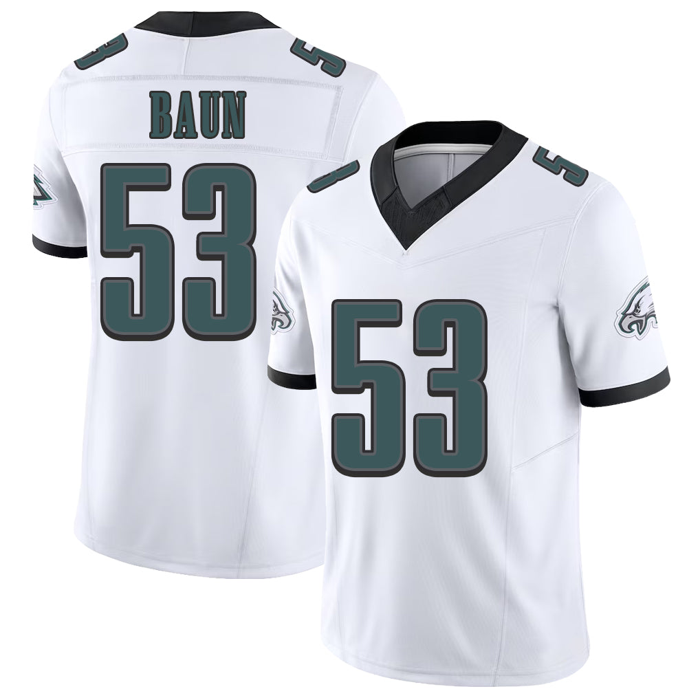 Philadelphia #53 Baun Player Football V Neck Short Sleeve White Jersey Zack For Men Youth Women Gift