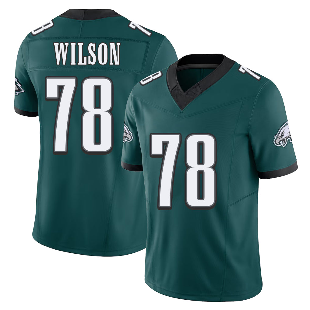 Philadelphia #78 Wilson Player Football V Neck Short Sleeve Midnight Green Jersey Zion For Men Youth Women Gift